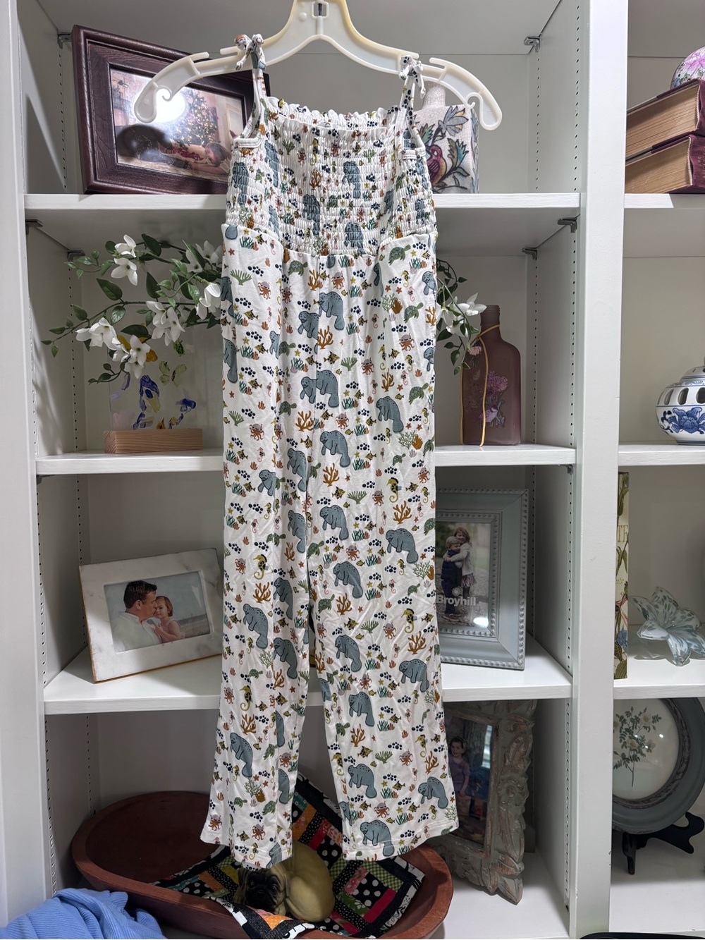 Emerson and Friends viscose bamboo lounge jumpsuit manatee print 6/7T